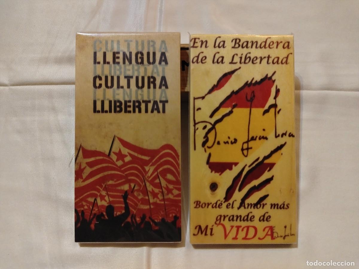 Vintage: 2 CARTELES EN MADERA CON FRASES...(CULTURA Y LIBERTAD....)10 x 20 cm