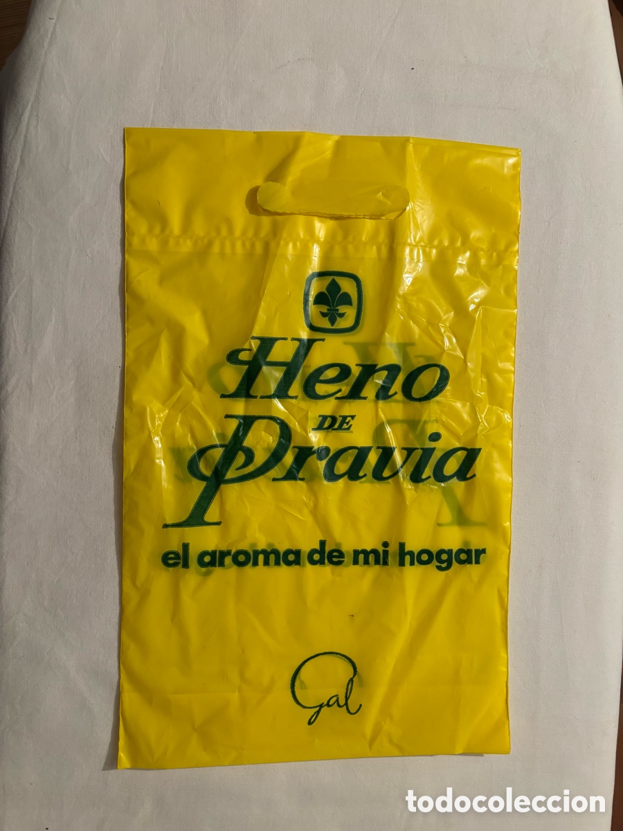 Vintage: Bolsa de pl&aacute;stico Heno de Pravia amarilla