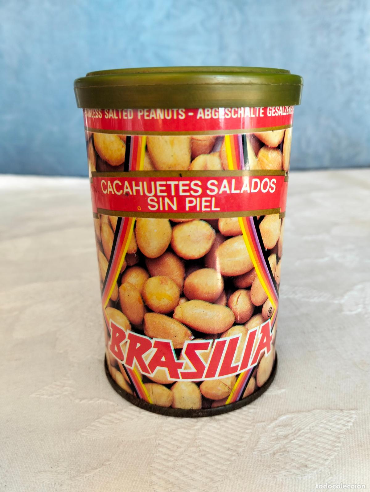 Vintage: Bote lata tarro antiguo a&ntilde;os 80 cacahuetes salados sin piel brasilia peanuts