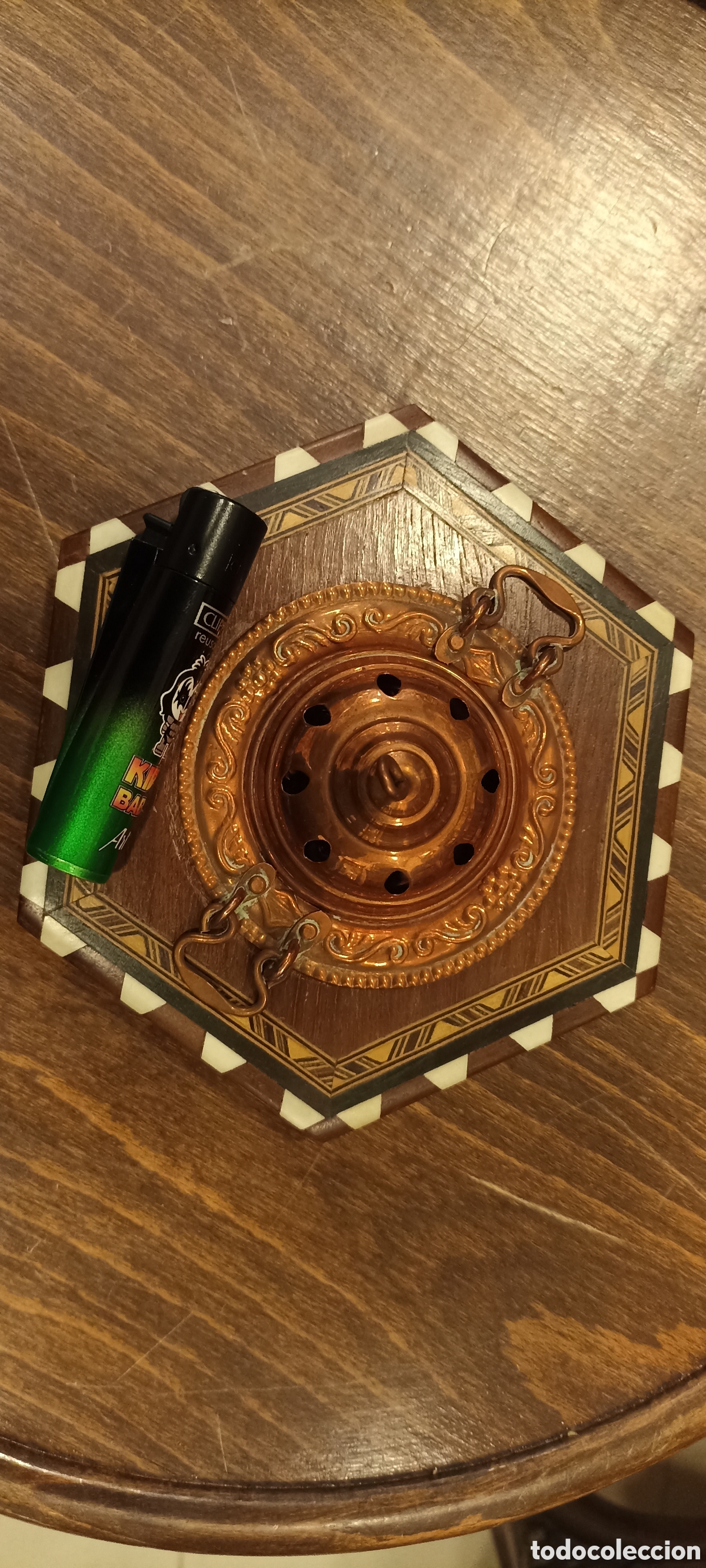 Vintage: Tarima de taracea granadina, con braserillo en cobre - Foto 6