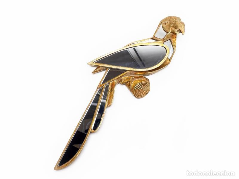 Vintage: Espelho papagaio dourado; decora&ccedil;&atilde;o de parede (1483)