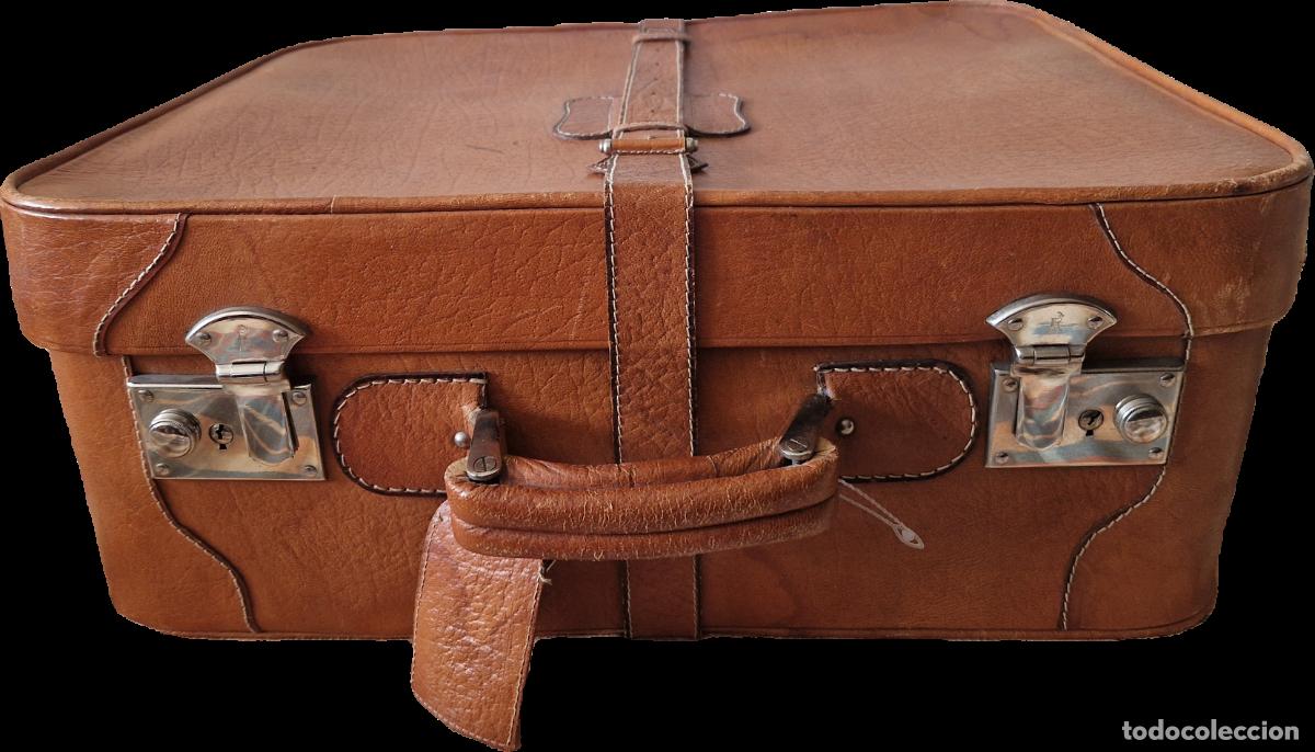 Vintage: MALETA DE CUERO CLARO A&Ntilde;OS 1930