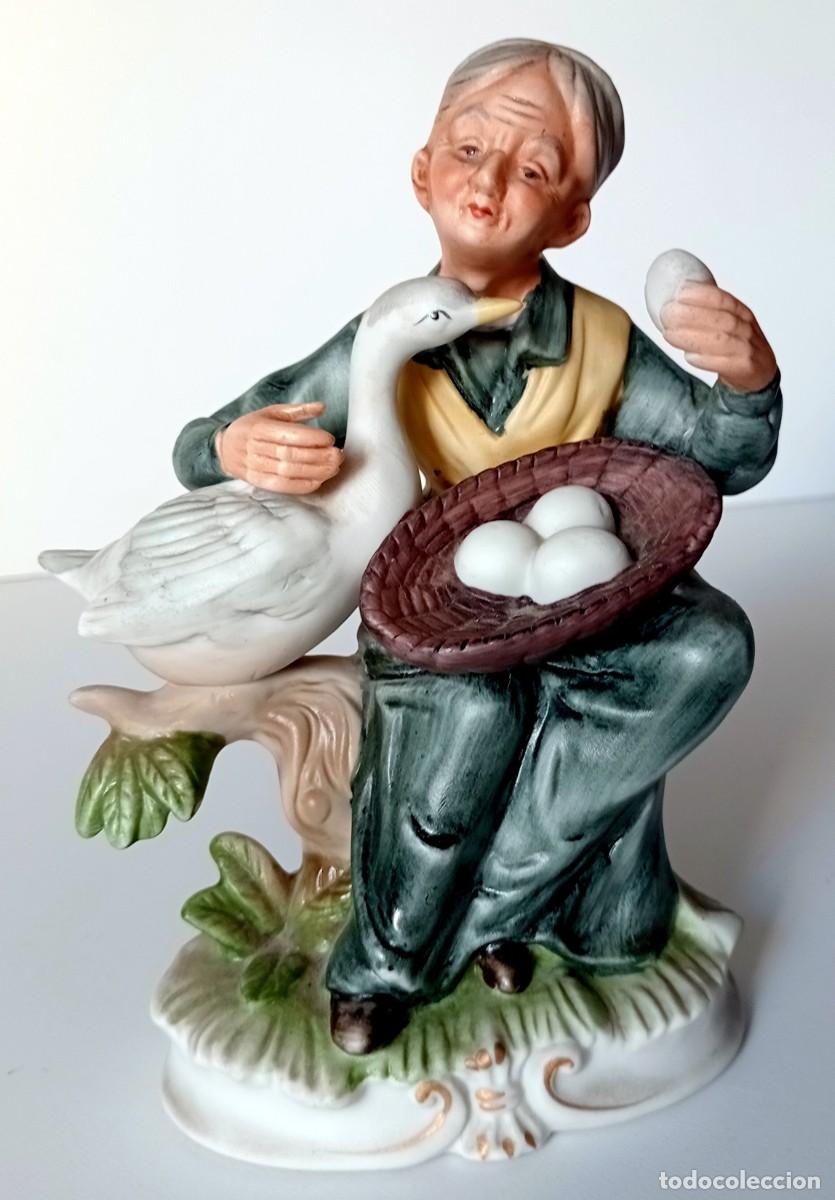 Vintage: ANTIGUA FIGURA VINTAGE DECORATIVA: ABUELA CON OCA