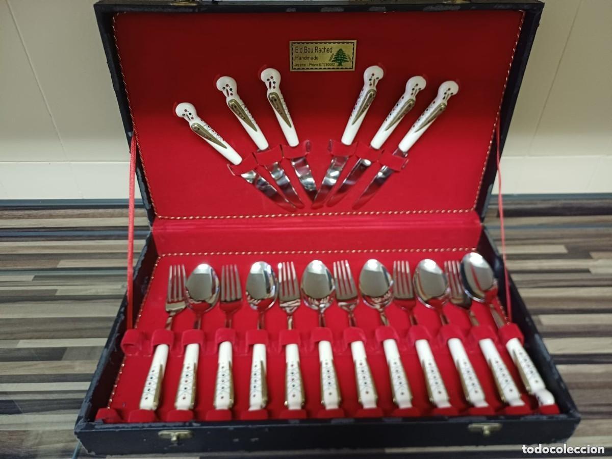 Vintage: CUBERTERIA ARTESANA LIBANESA EID BOU RACHED DE 18 PIEZAS