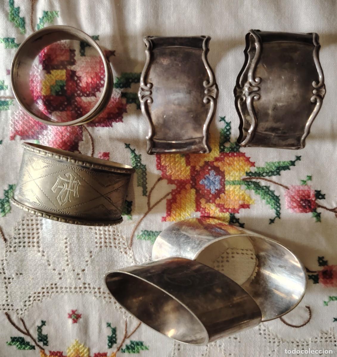 Vintage: LOTE SERVILLETEROS METAL PLATEADO ANTIGUOS
