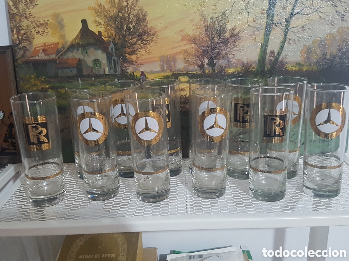 Vintage: Lote 12 vasos de tubo vintage marcas de coche Mercedes,Rolls