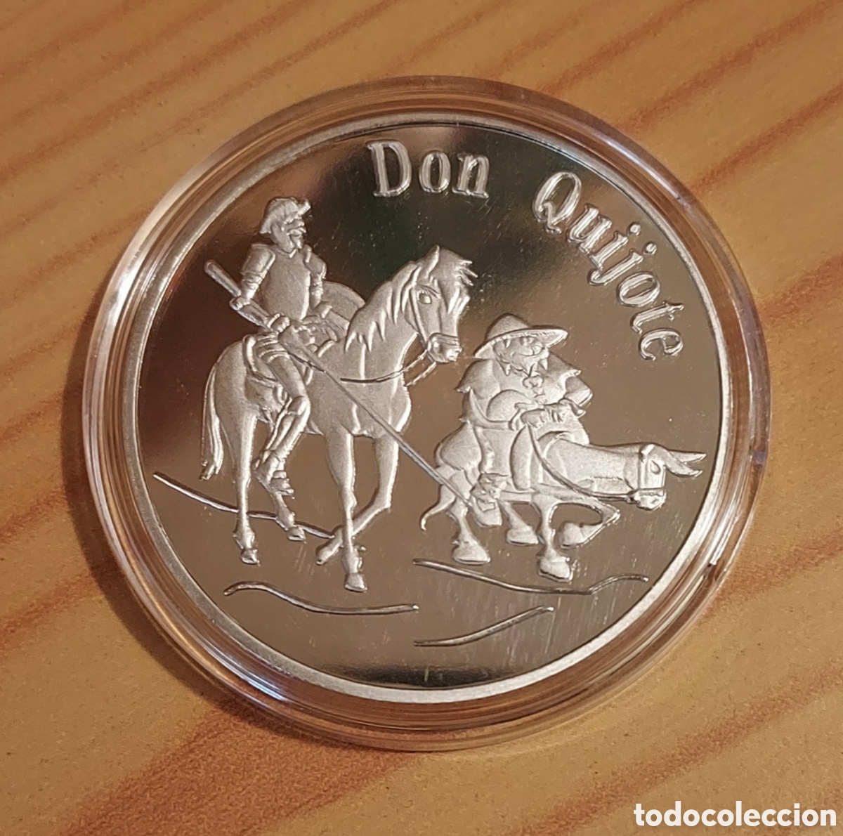 Vintage: MEDALLA DON QUIJOTE, MATERIAL HIERRO PLATEADO