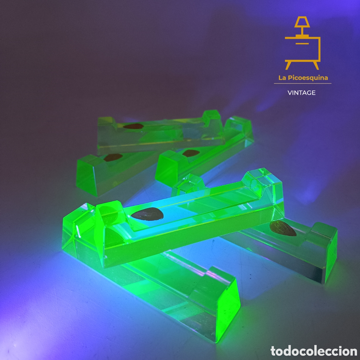 Vintage: Apoya cubiertos, cristal de uranio