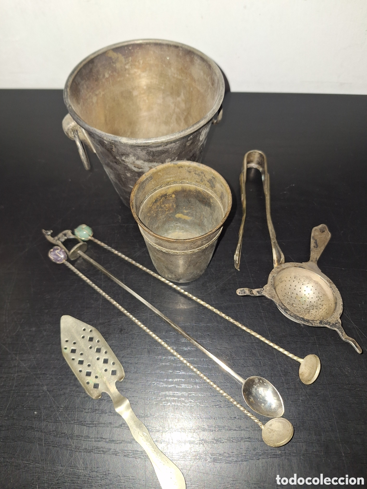 Vintage: Conjunto de copteleria metalico y personalizado