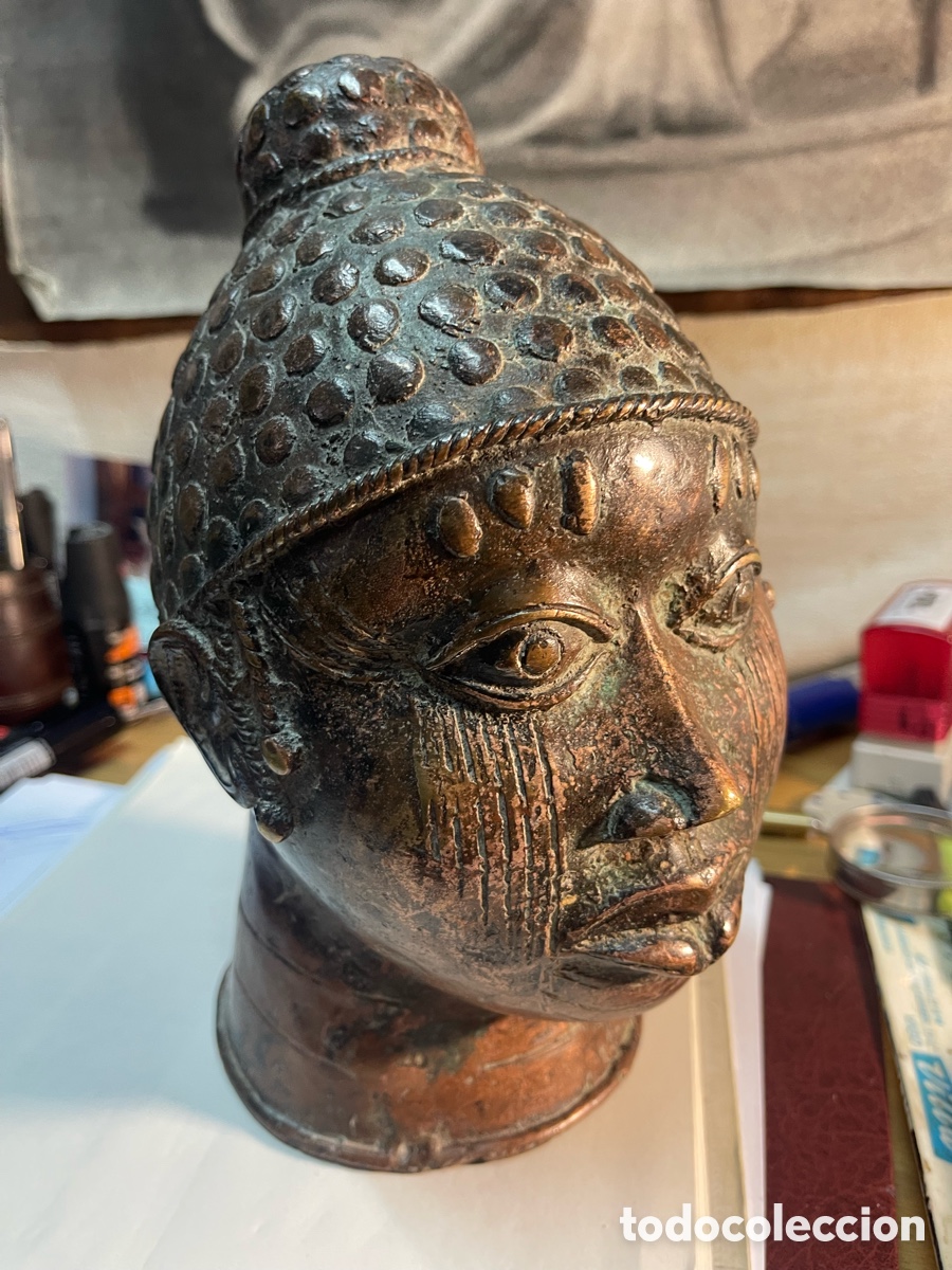 Vintage: Cabeza bronce Nigeria - Foto 3