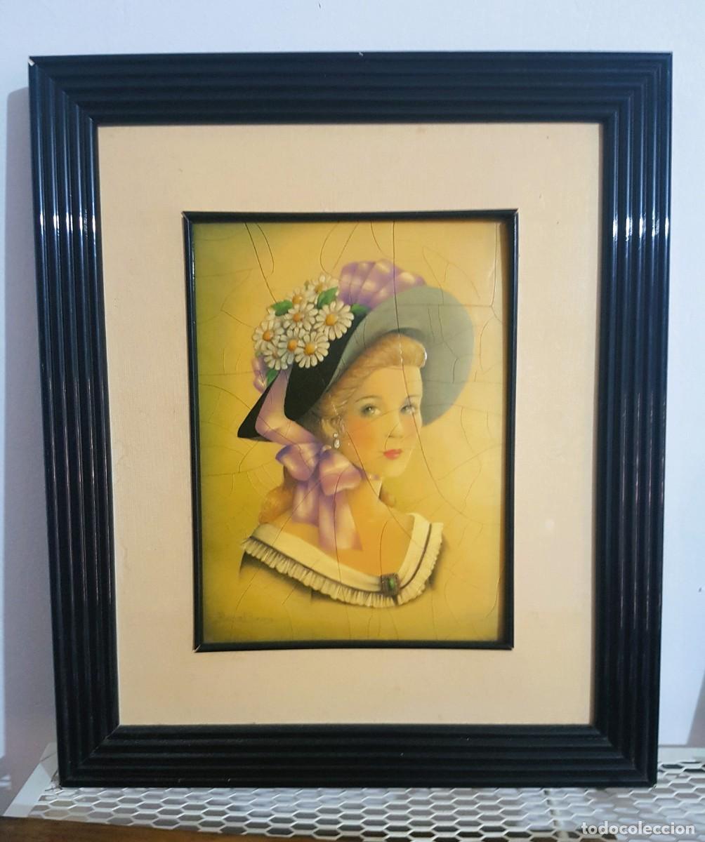 Vintage: CUADRO ESMALTE ENMARCADO FIRMADO Y NUMERADO ELENA OLIVERA