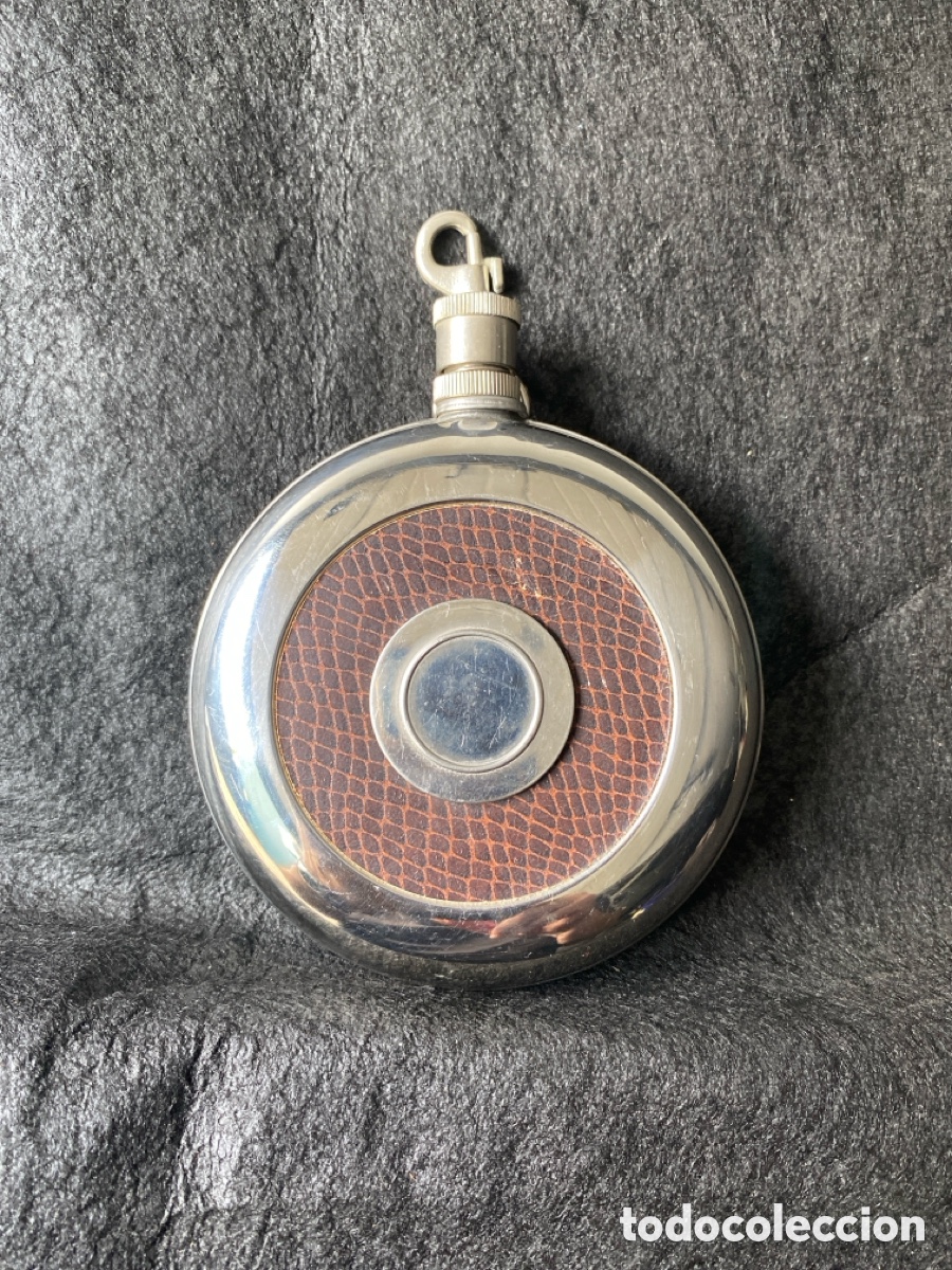 Vintage: Petaca vintage de acero de 11 cm de di&aacute;metro