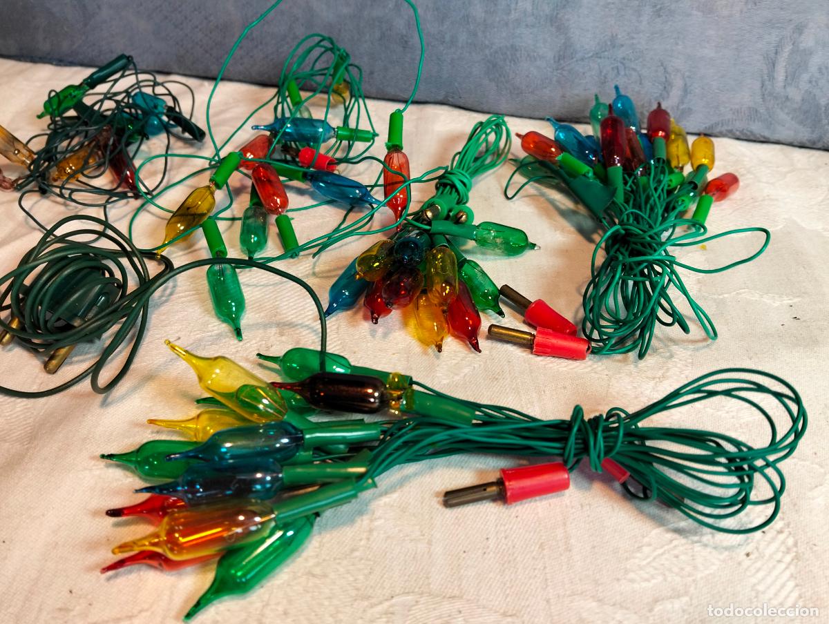 Vintage: Luces de Navidad bombillas de colores vintage de los a&ntilde;os 60-70 y lucecitas decorativas Belen &aacute;rbol