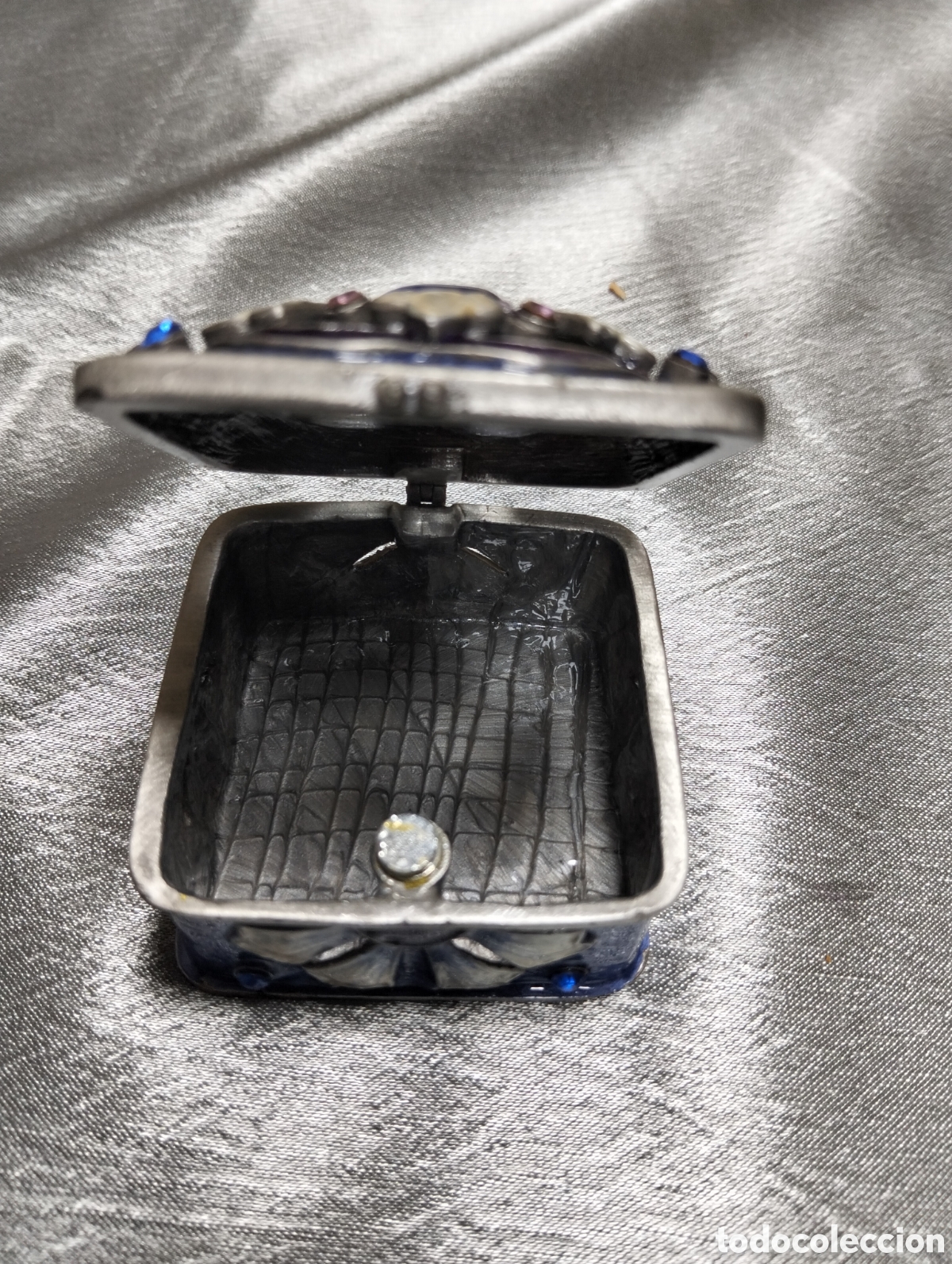 Vintage: Joyero vintage con piedra azules metal
