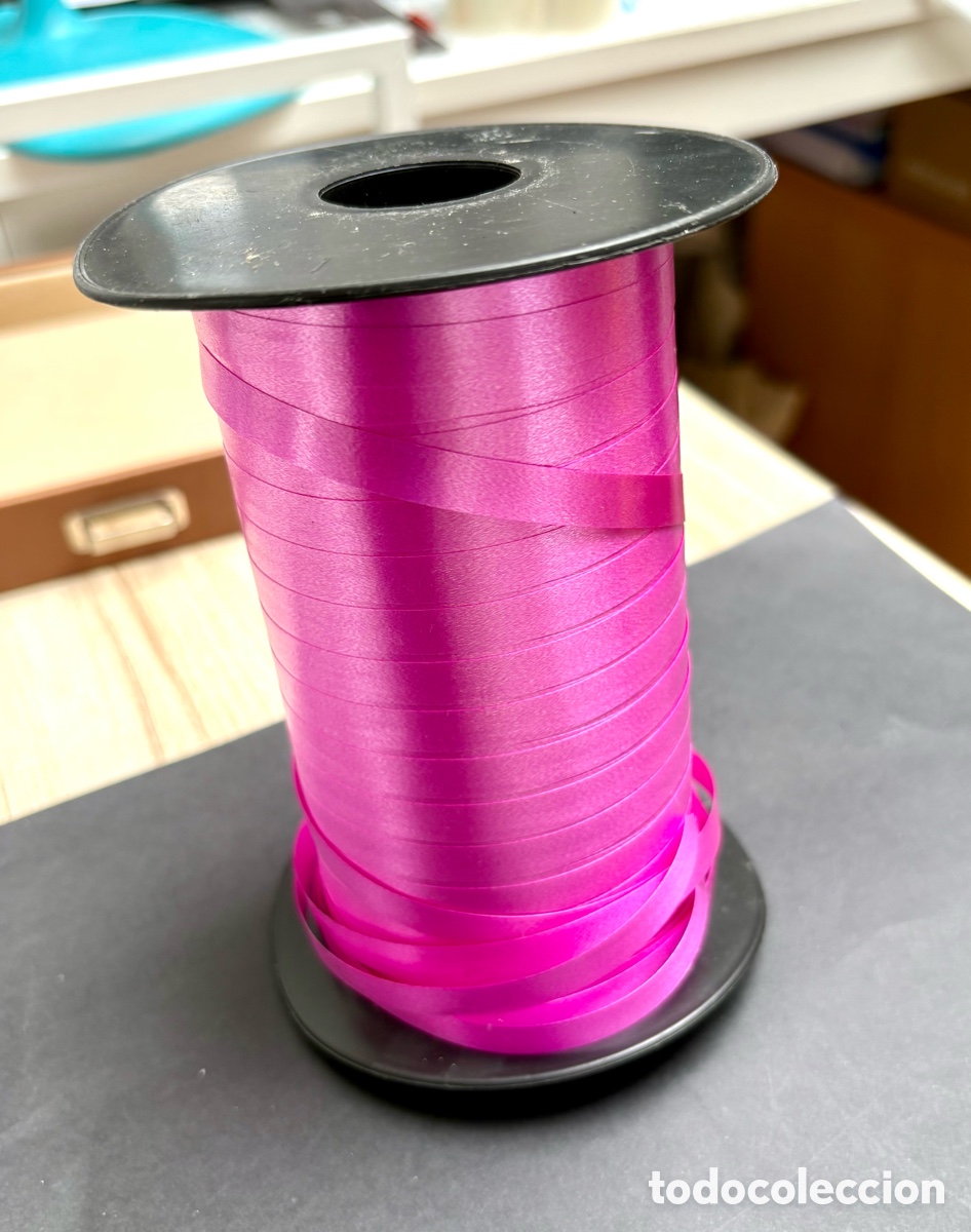 Vintage: Bobina Grande Cinta Decorativa Sat&eacute;n - Color Fucsia Vibrante - Nuevo / Stock de Tienda 90s
