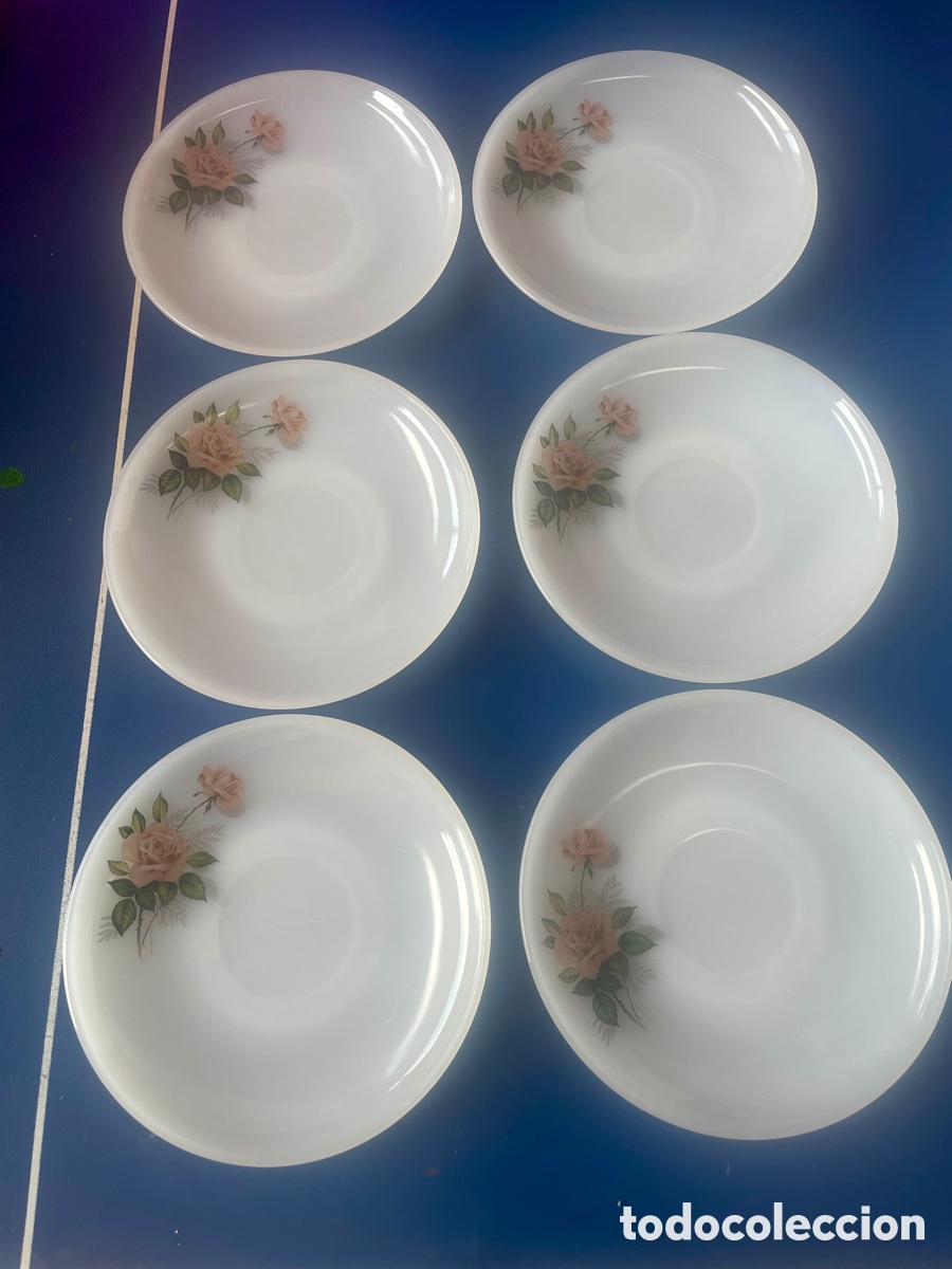 Vintage: Modo lA Todo Coincidencias exactas 6 Platos Postre Arcopal &rdquo;Rose de France&rdquo; - Vintage A&ntilde;os 70