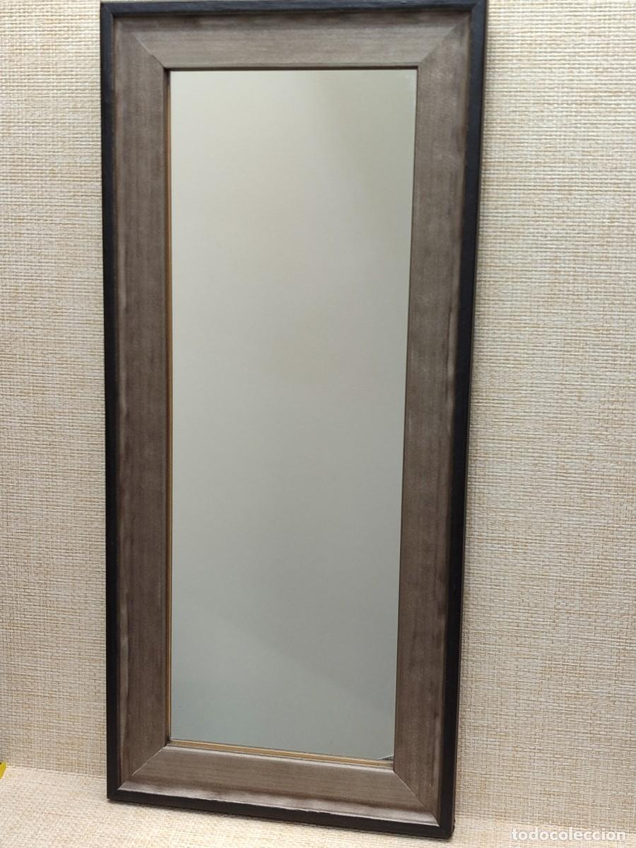 Vintage: Espejo decorativo marco moldura grisacea y negra.