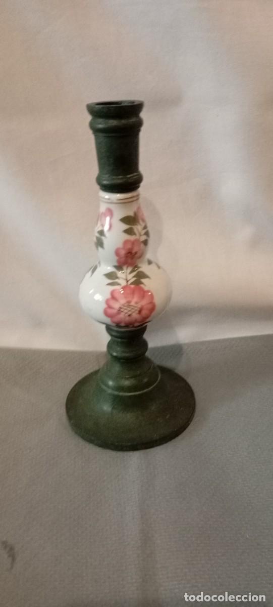 Vintage: Portavelas Vintage Pier 1 Bronce Flor Rosa