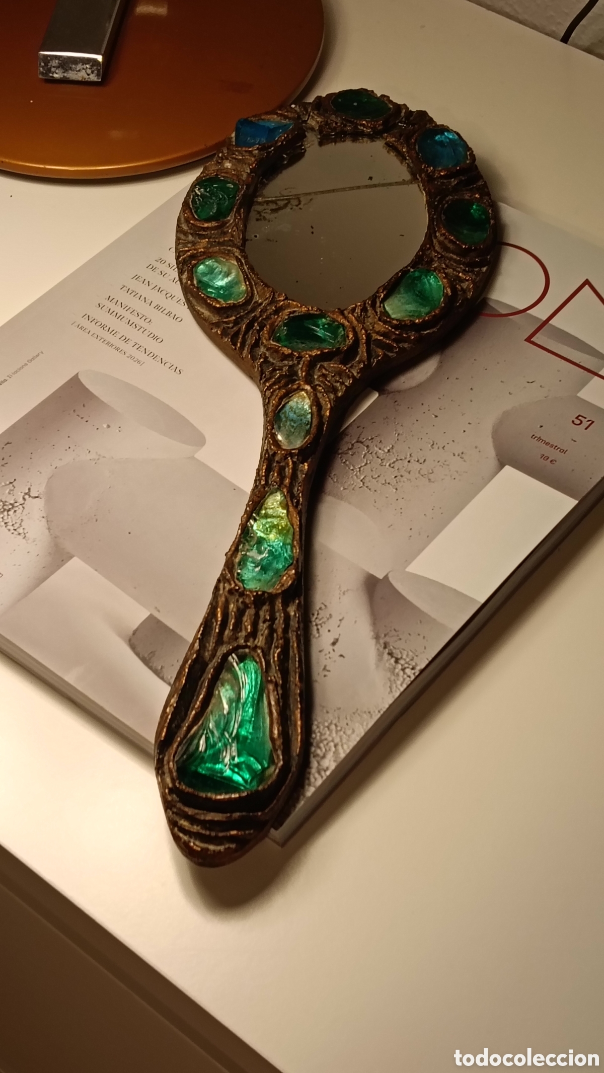 Vintage: Espejo de mano vintage Gobesso estilo Murano 40 cm &ndash; pieza italiana a&ntilde;os 60