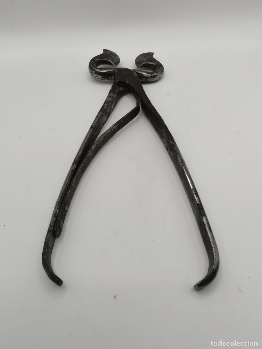 Vintage: Pinzas de azucar, XIX, XX,25cm,y304gm,hierro forjado,con muelle.