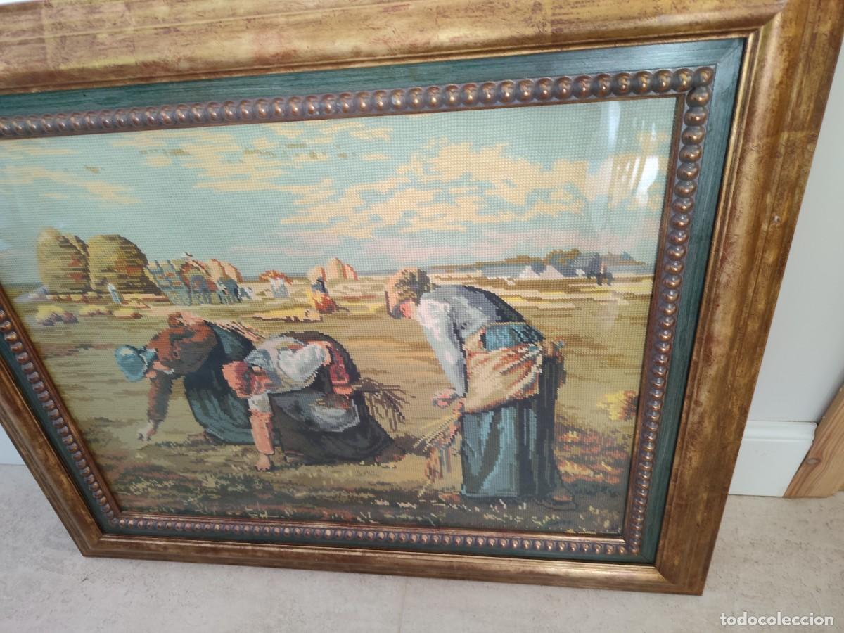 Vintage: Cuadro en petit point enmarcado