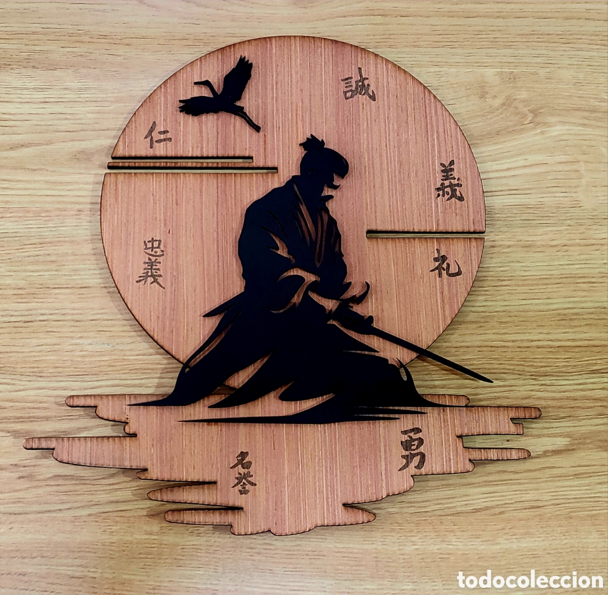 Vintage: Decoraci&oacute;n mural Samurai artesanal en madera