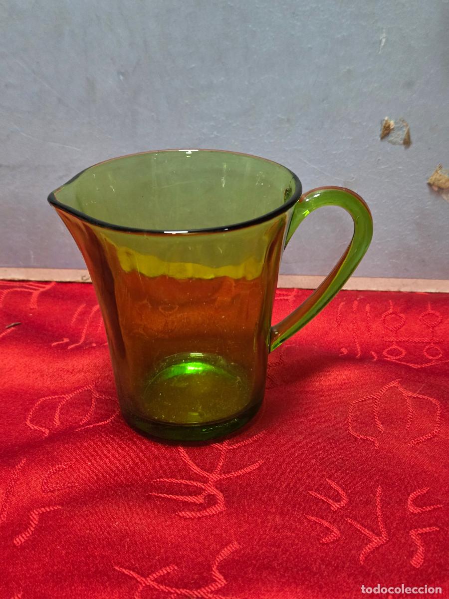 Vintage: jarra de criatl verde vintage