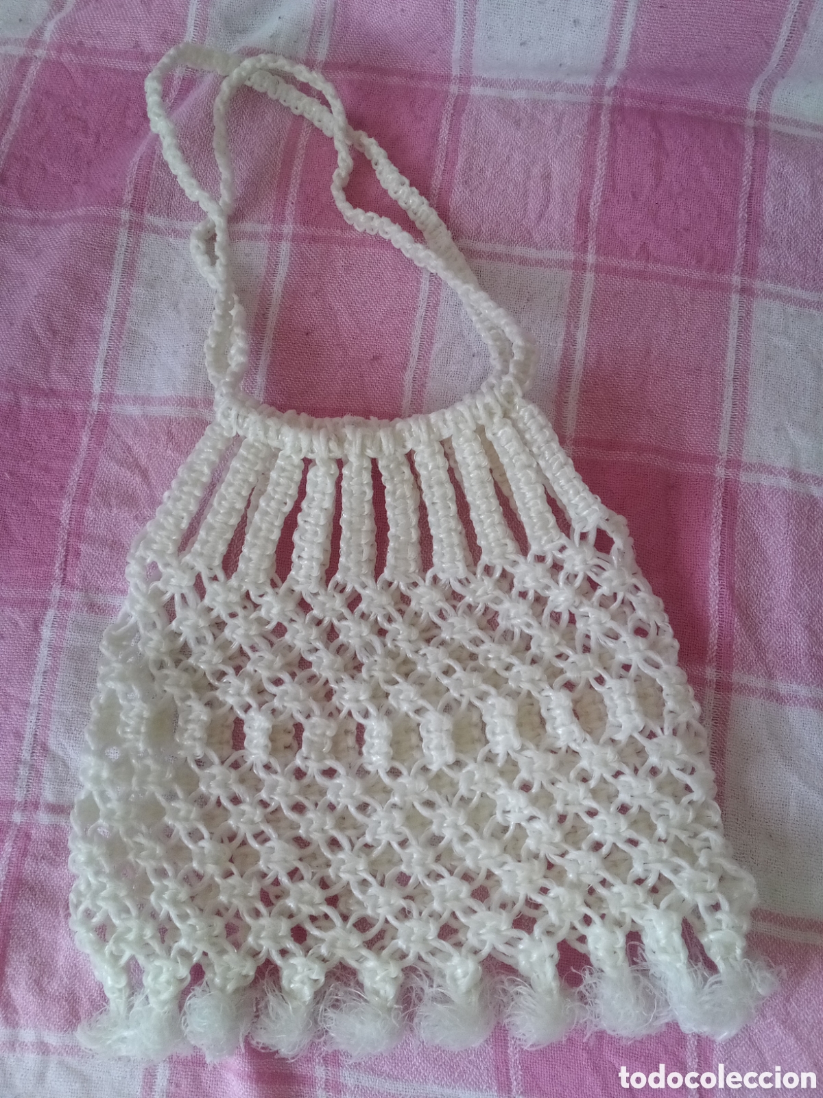 Vintage: BOLSO MACRAME DE CUERDA PL&Aacute;STICO - BOLSA - Foto 5
