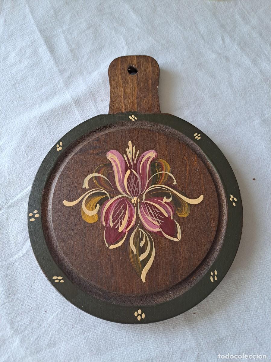 Vintage: Tabla de madera pintada a mano, decoraci&oacute;n.