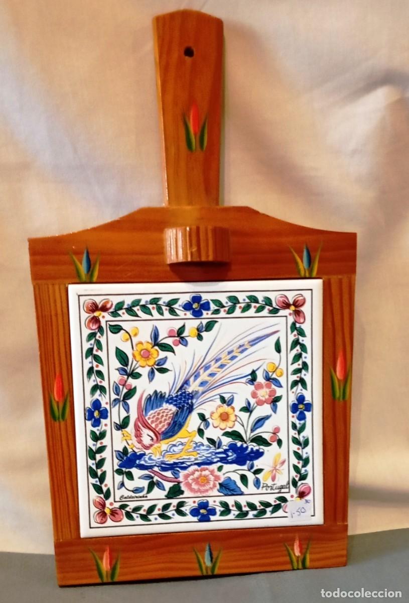 Vintage: Tabla madera con azulejo Portugal