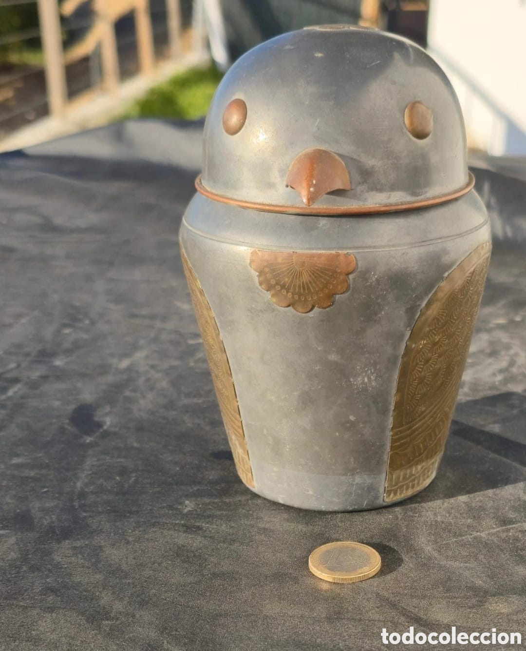 Vintage: Tarro vintage peltre y laton