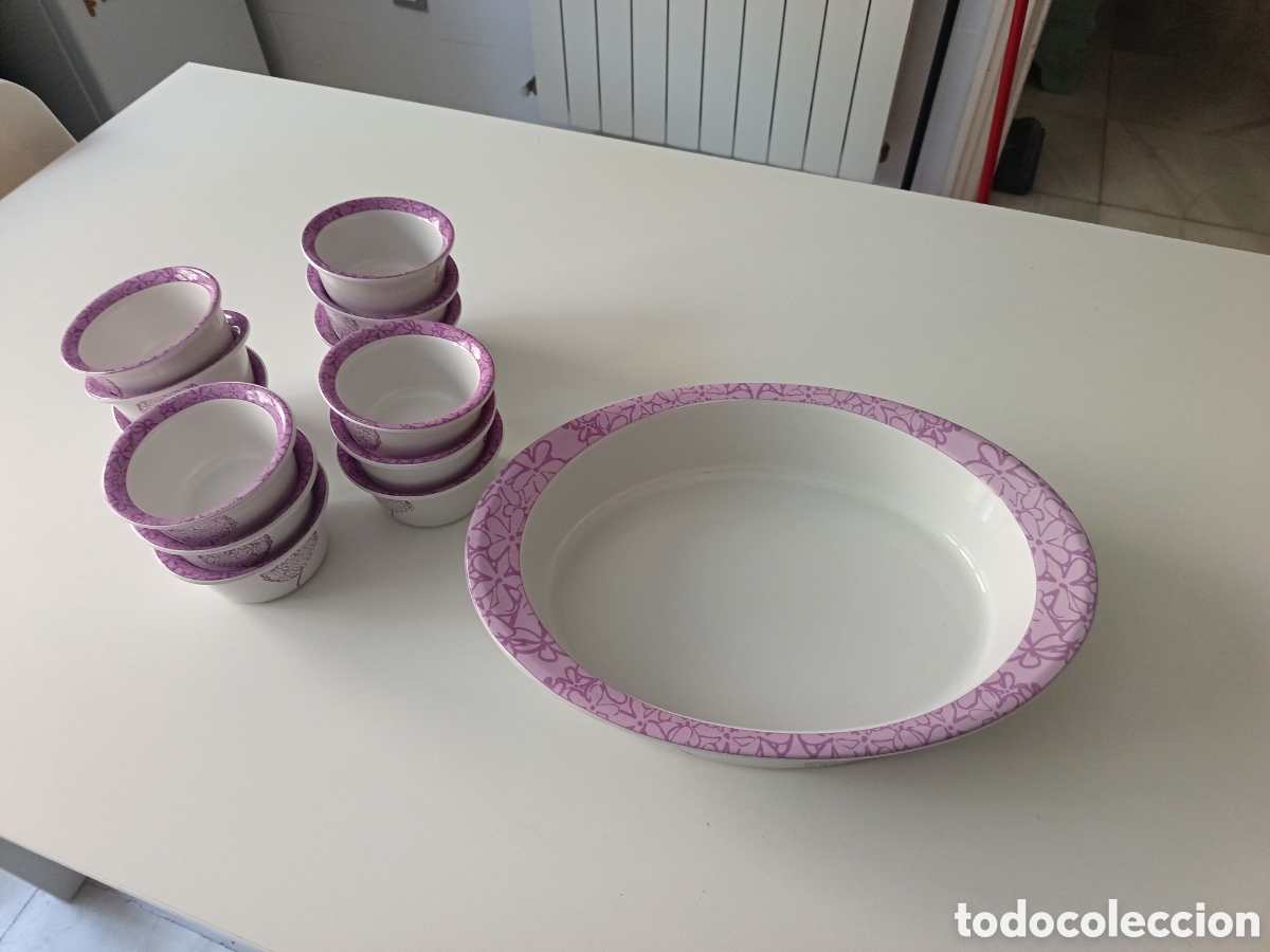 Vintage: Fuente porcelana con 12 cuencos de Vista Alegre