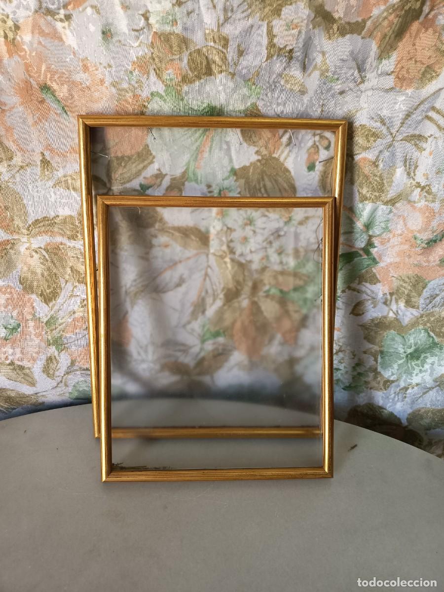 Vintage: Pareja marcos dorado con cristal