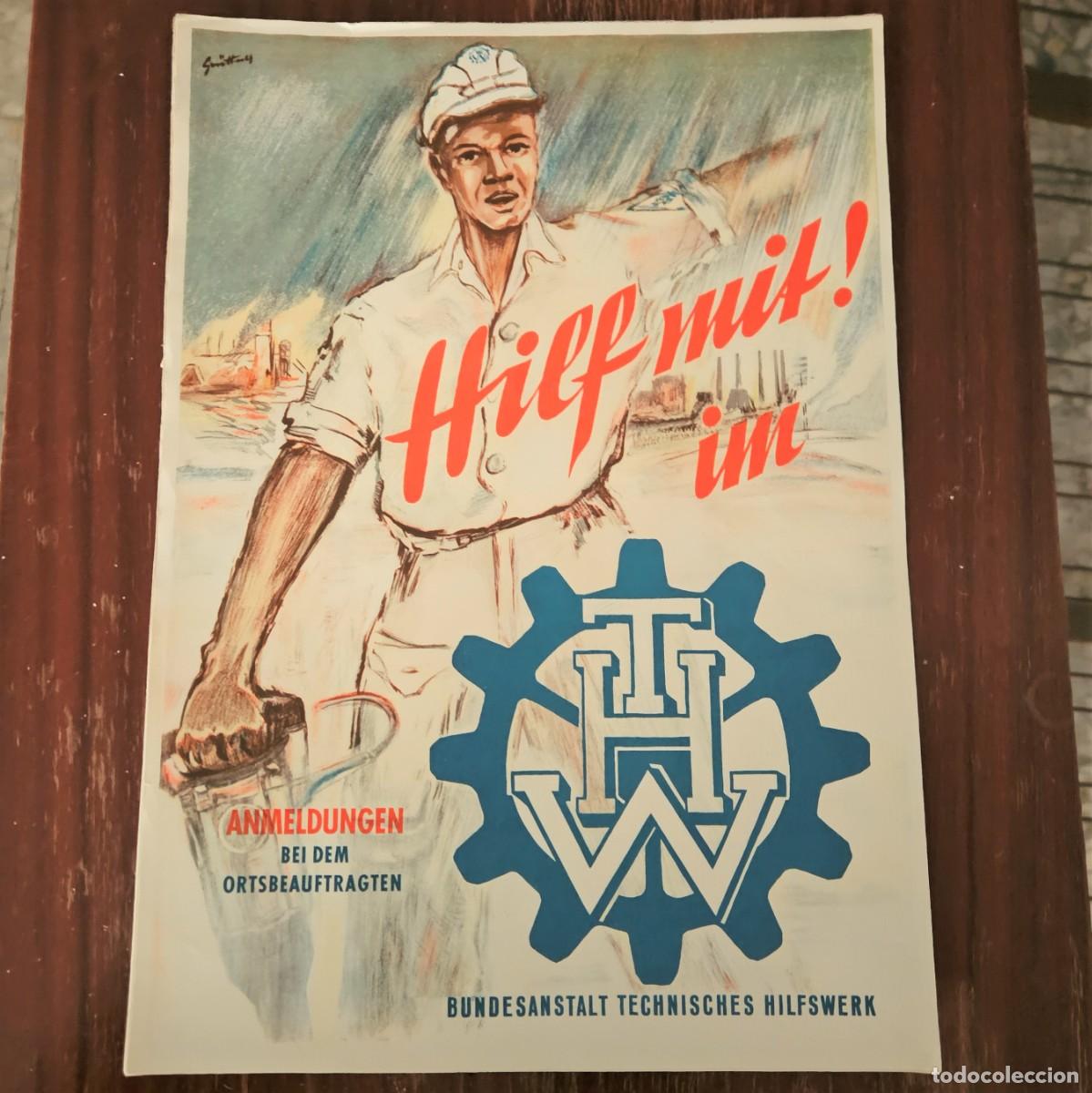 Vintage: Cartel vintage &rdquo;THW - Technisches Hilfswerk&rdquo;. 1950 - 1959