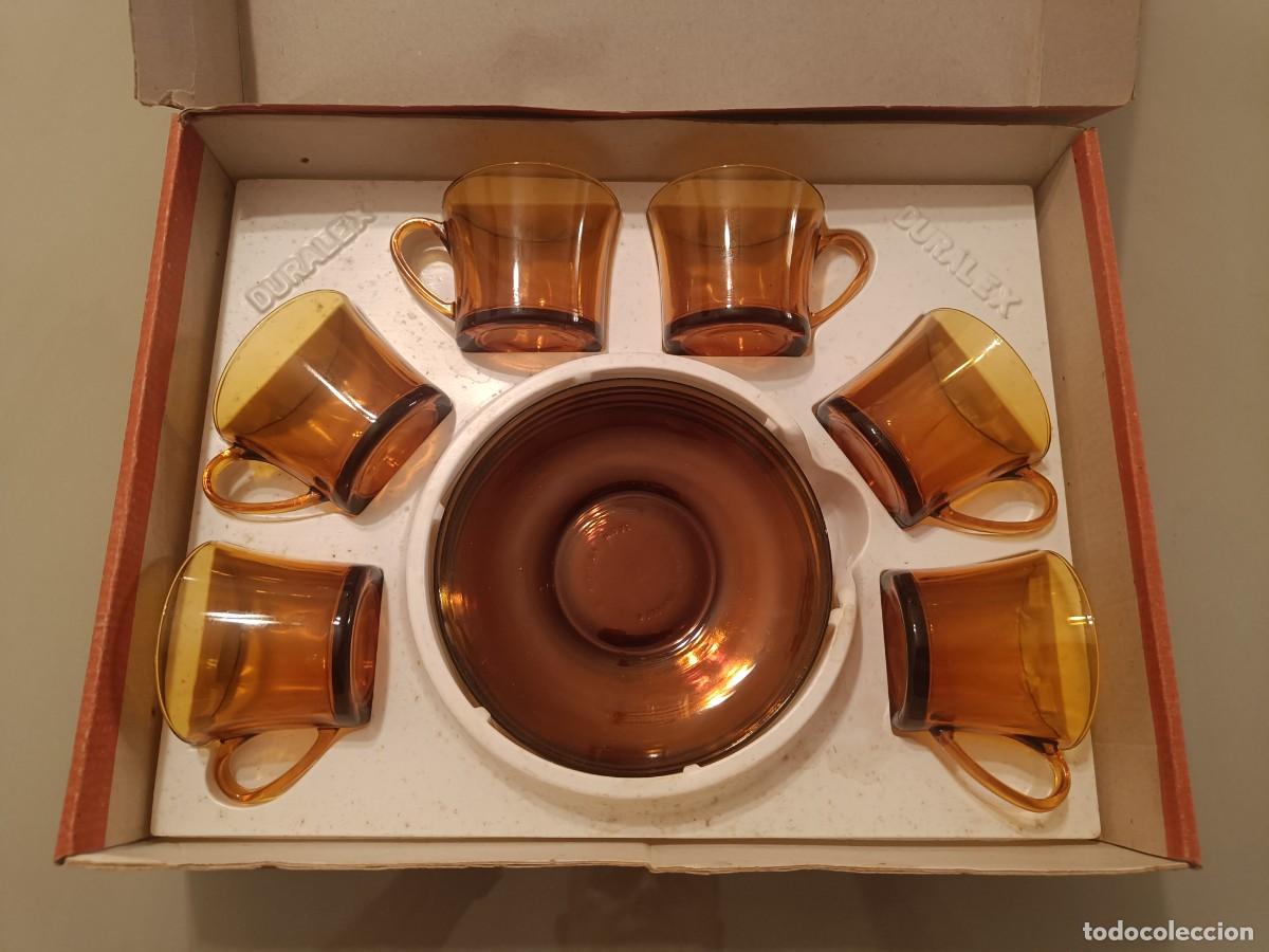 Vintage: 2 juegos de caf&eacute; Duralex &aacute;mbar por estrenar, vintage a&ntilde;os 70 (12 tazas/platos)