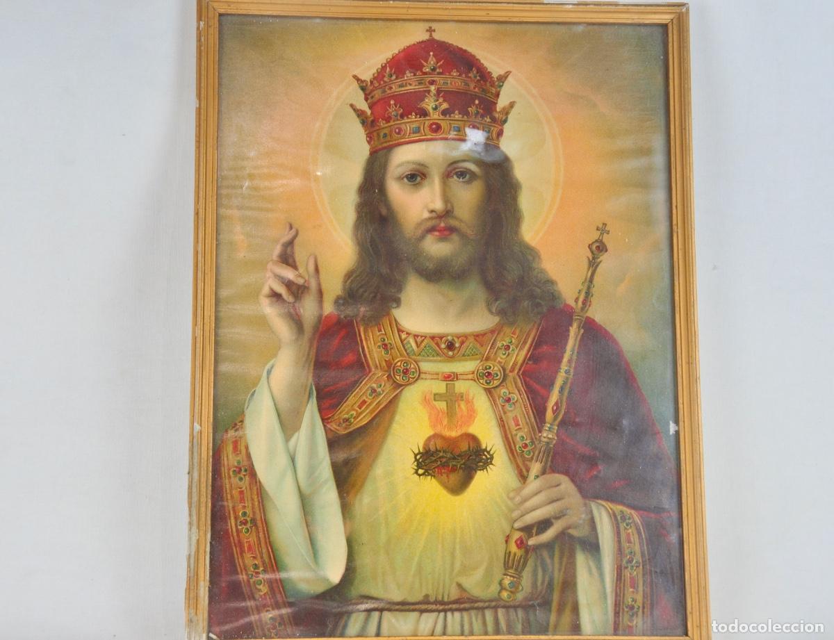 Vintage: Cuadro cristo a&ntilde;os 60 - Foto 4