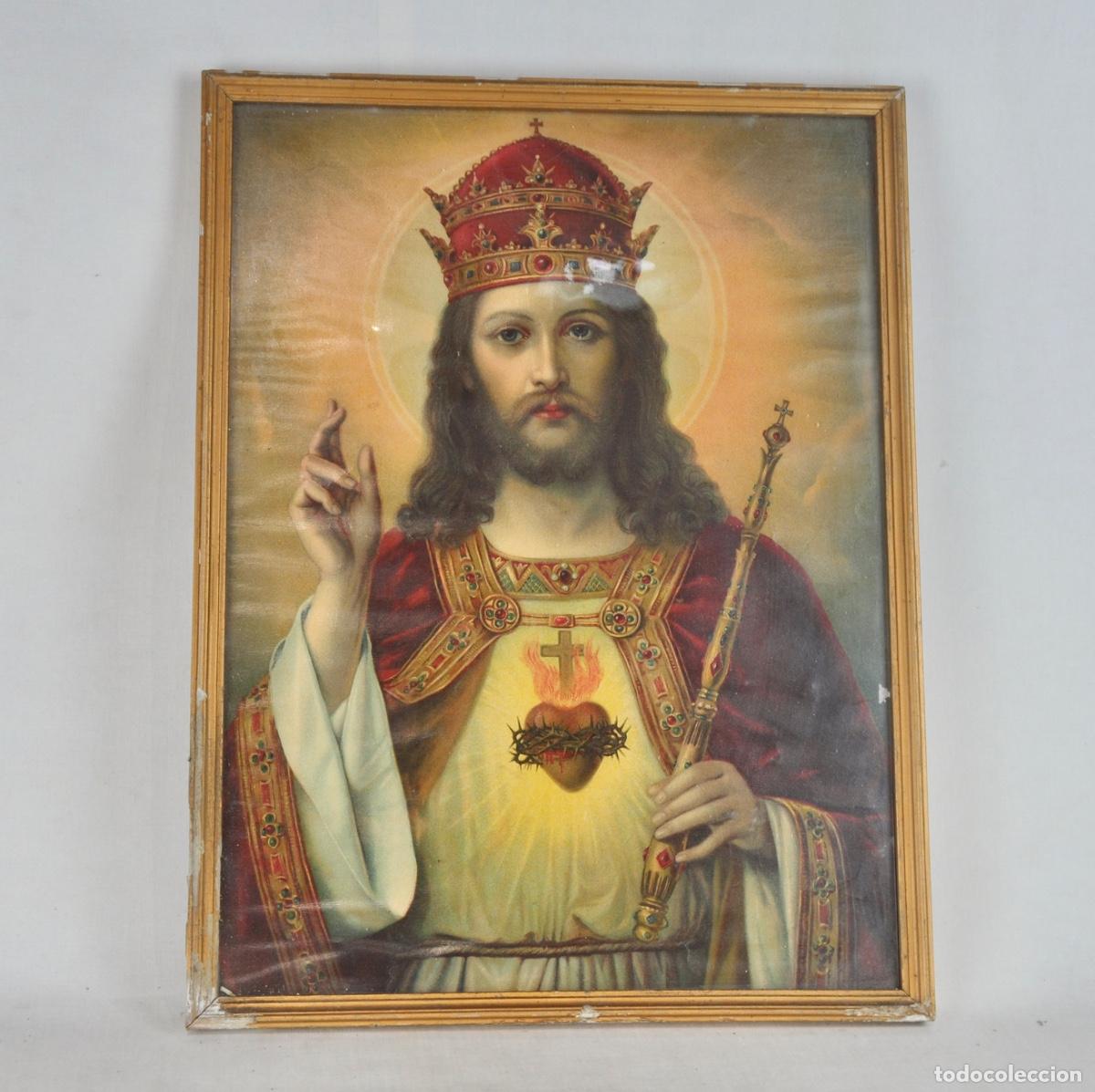 Vintage: Cuadro cristo a&ntilde;os 60 - Foto 1