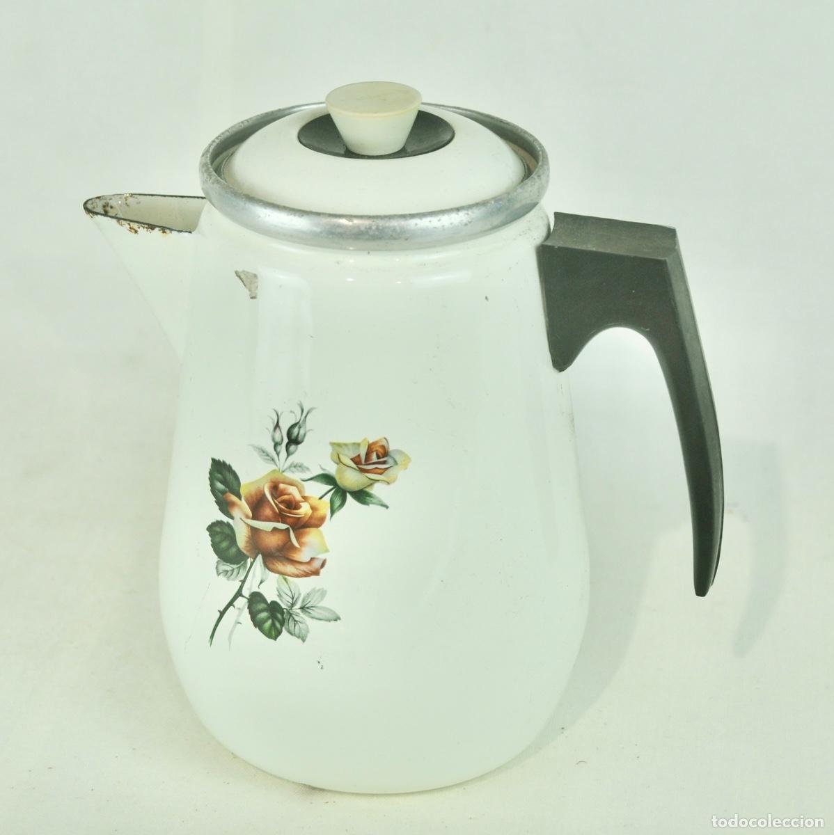Vintage: Cafetera con dibujos de rosas - Foto 5