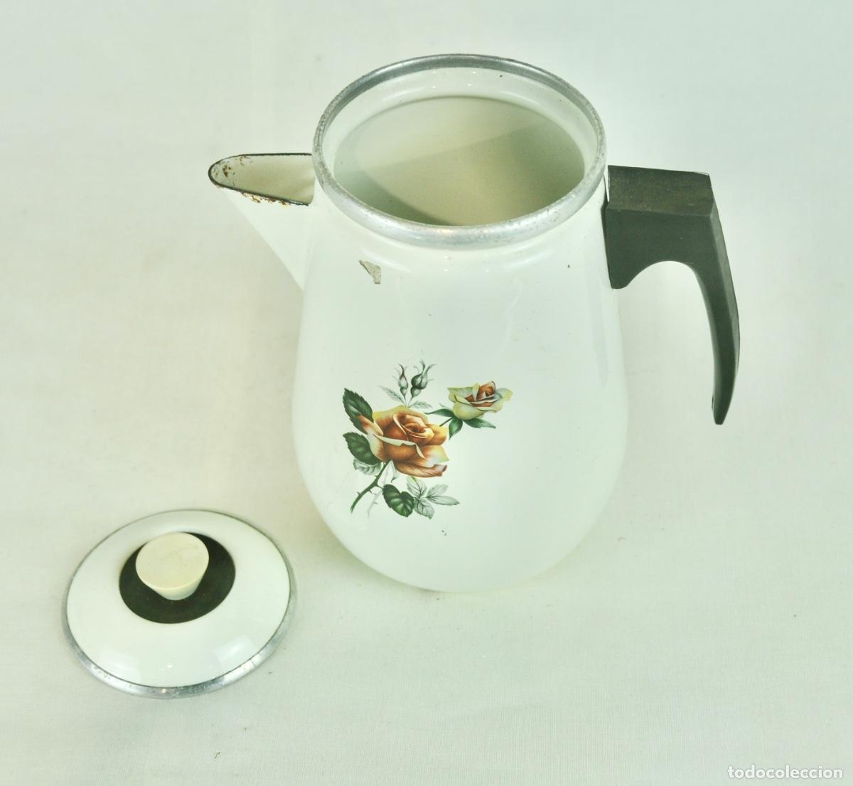 Vintage: Cafetera con dibujos de rosas - Foto 6