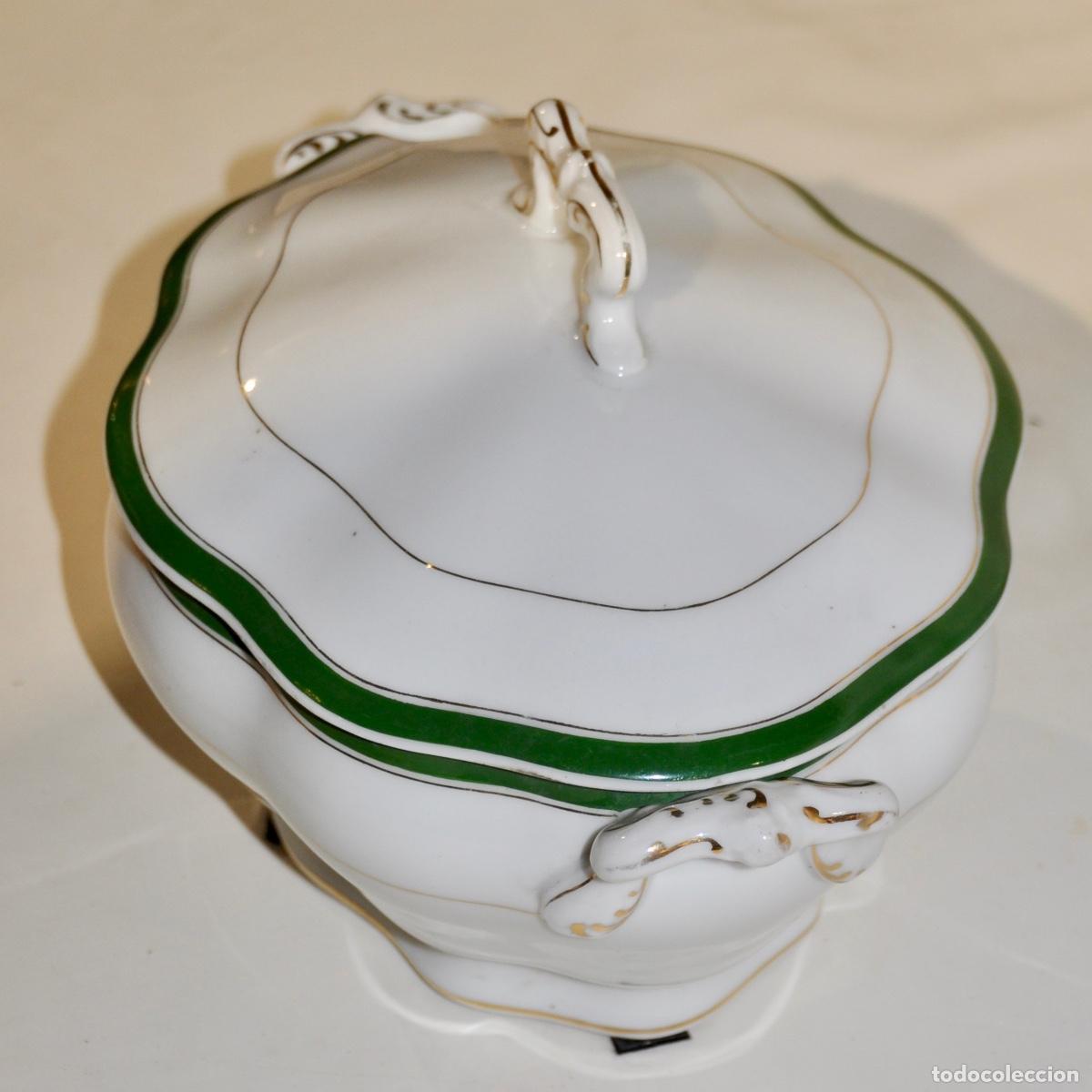 Vintage: Sopera francesa blanca con bordes verdes - Foto 4