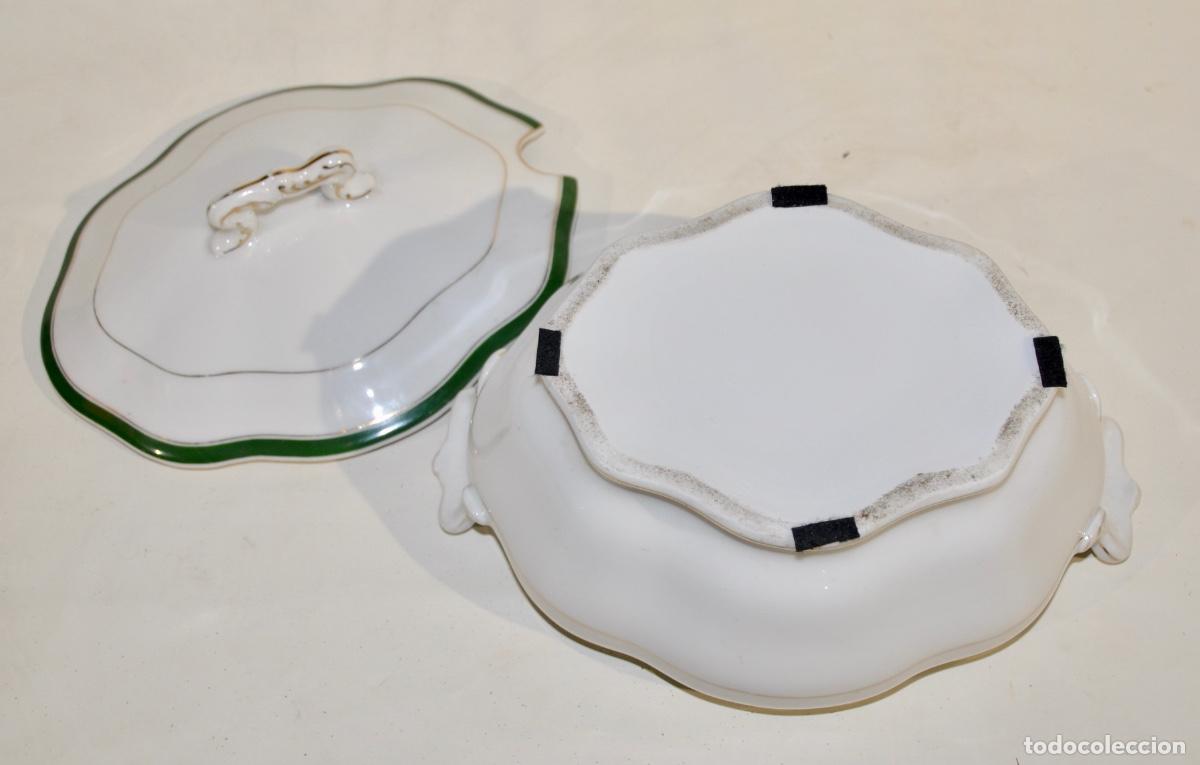 Vintage: Sopera francesa blanca con bordes verdes - Foto 7