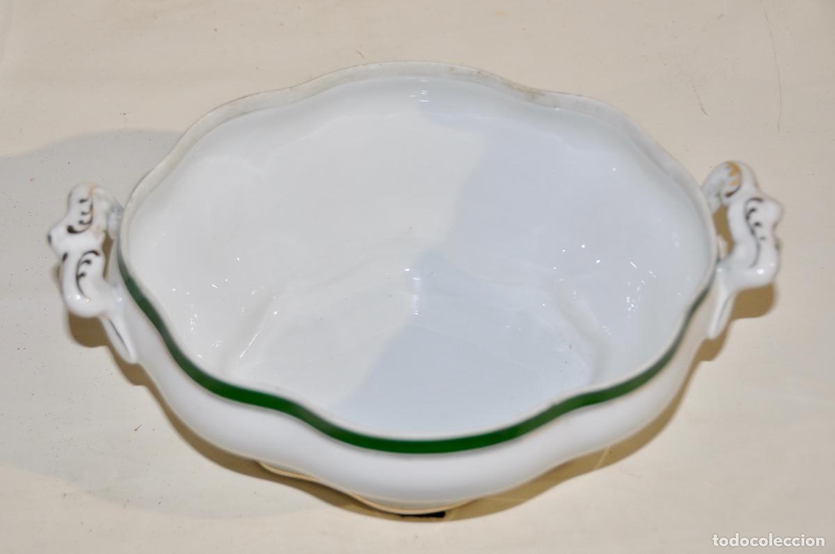 Vintage: Sopera francesa blanca con bordes verdes - Foto 8