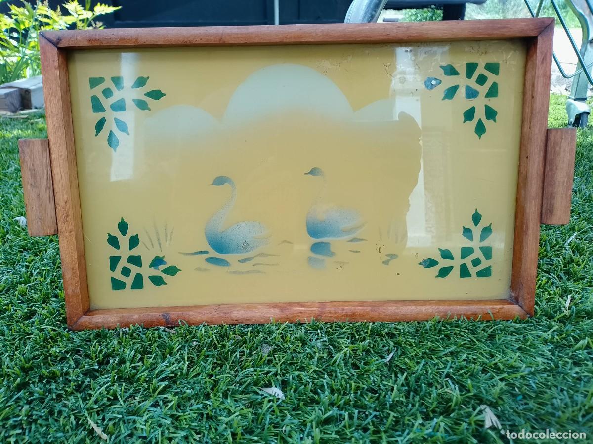 Vintage: Bandeja madera vintage cisnes