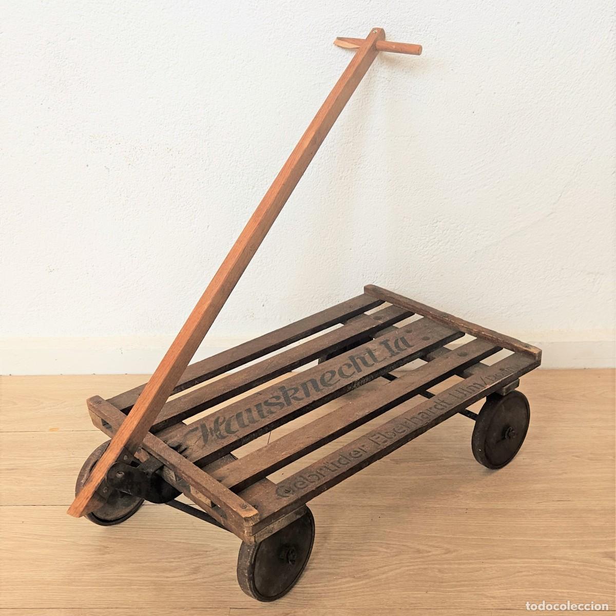 Vintage: Antiguo carretilla de mano de madera de Gebr&uuml;der Eberhardt. 1930 - 1940
