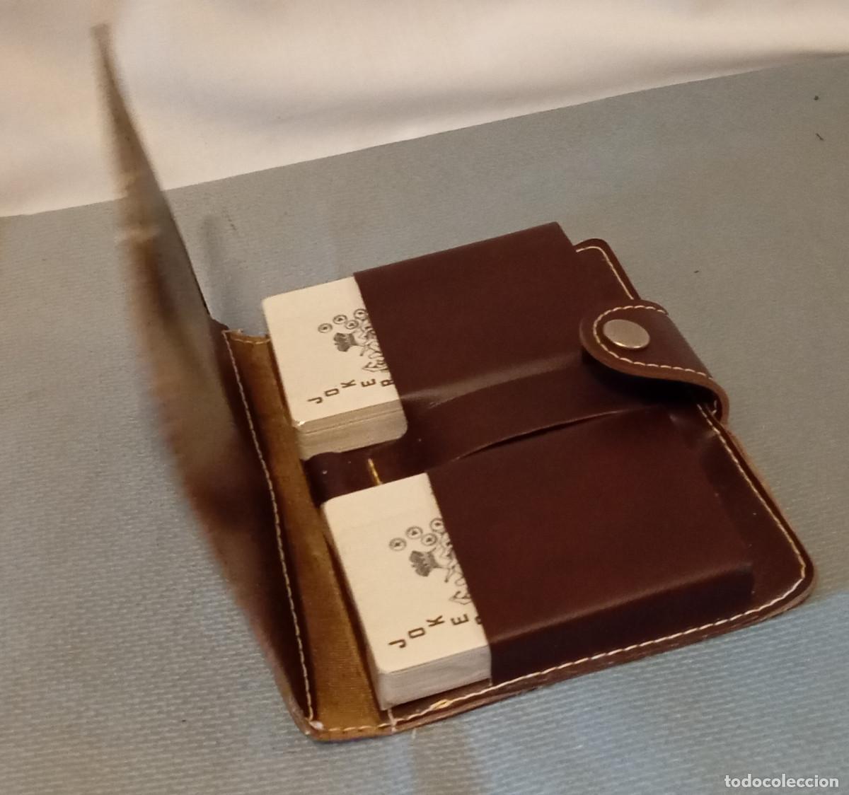 Vintage: Estuche antiguo de cuero para naipes