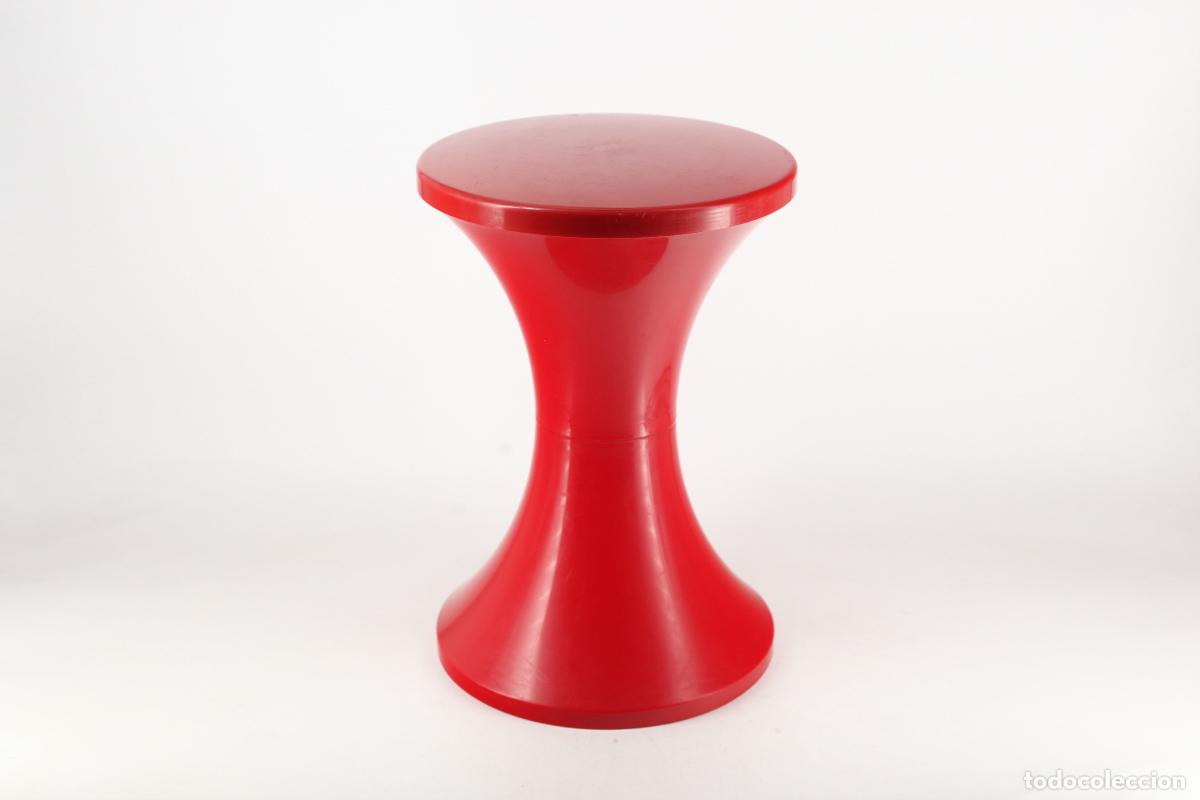 Vintage: taburete de plastico tam tam francia 70's retro vintage mesita diabolo rojo orginal pop