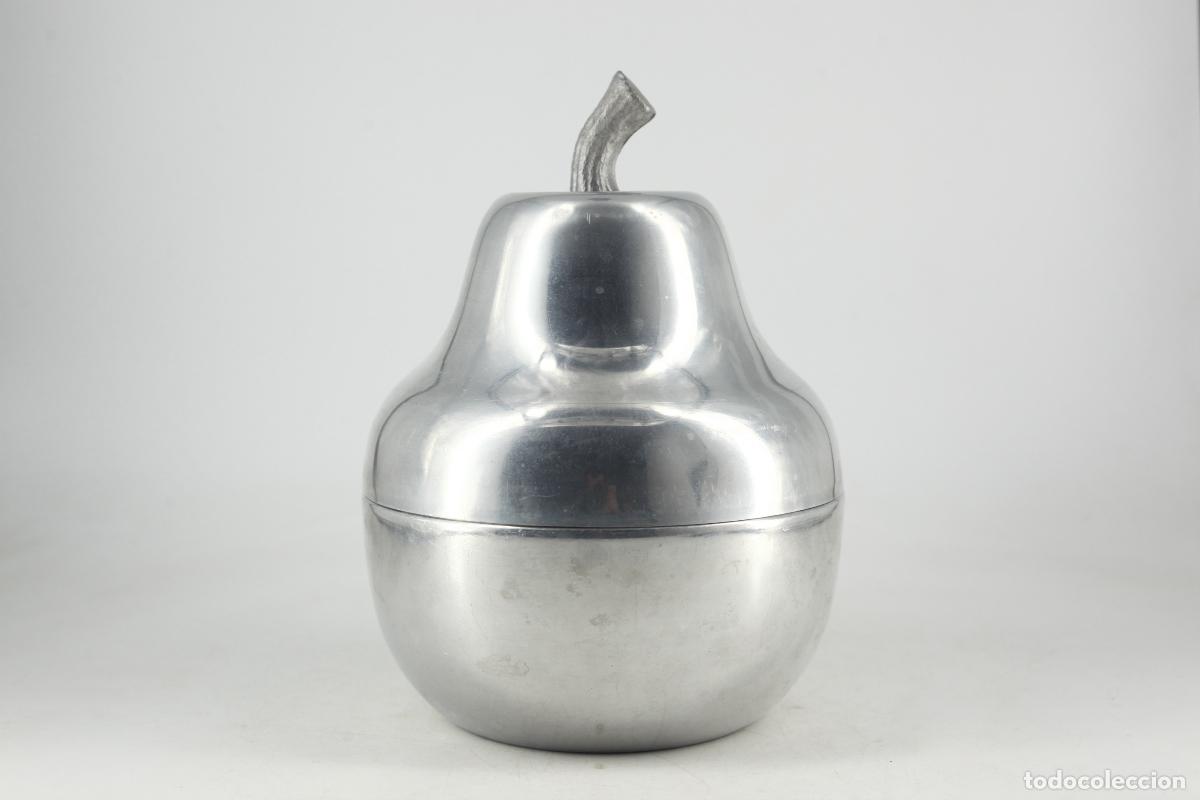 Vintage: cubitera pera vintage aluminio cepillado italia a&ntilde;os 60 retro pl&aacute;stico