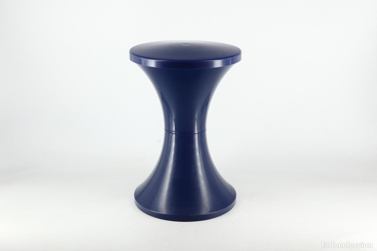 Vintage: taburete de plastico tam tam francia 70's retro vintage mesita diabolo azul orginal pop