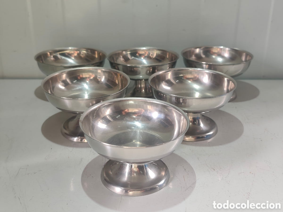 Vintage: Juego de 6 Copas de Helado Vintage - Acero Inoxidable - Estilo Cafeter&iacute;a Cl&aacute;sica