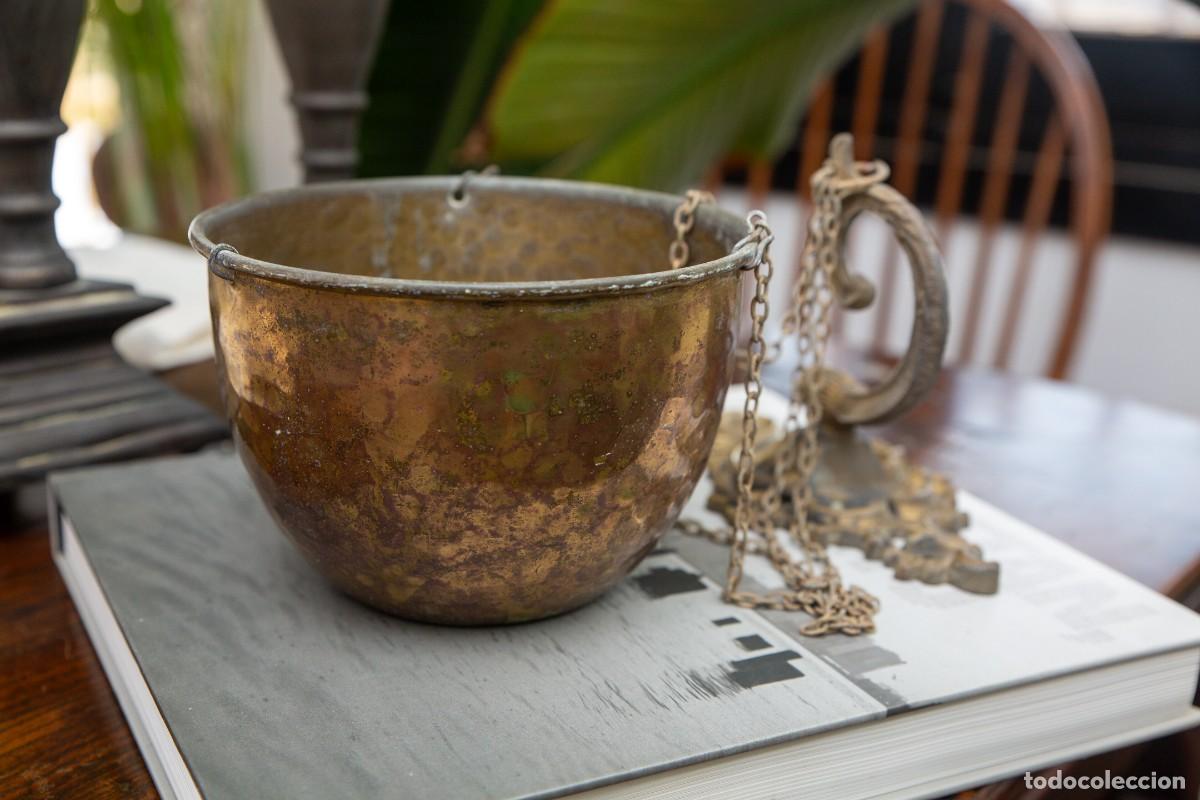 Vintage: Macetero Colgante Vintage Metal Dorado